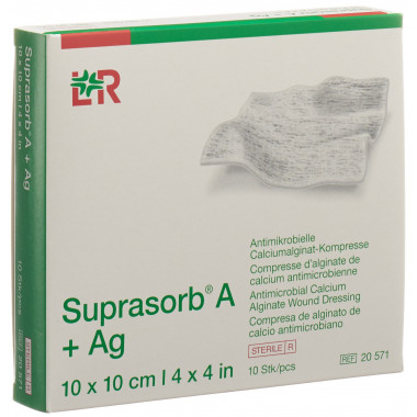 Suprasorb +Ag Calcium Alginat Kompressen 10x10cm steril